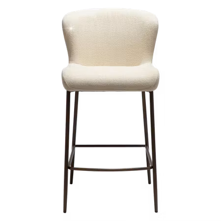 GLAM barstol för köksbänk (sitthöjd: 67 cm) – Frosted almond bouclétyg, antik mässing ben | DAN-FORM