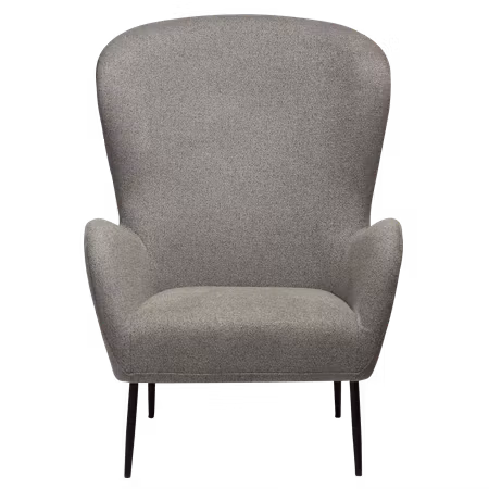GLAM loungestol, hög rygg – Pebble jordbrun bouclétyg, svarta ben | DAN-FORM