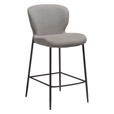 GLORY barstol för köksbänk (sitthöjd: 67 cm) – Pebble jordbrun bouclétyg, svarta ben | DAN-FORM