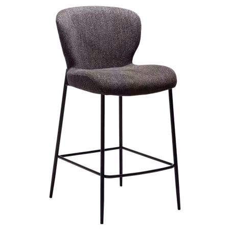 GLORY barstol för köksbänk (sitthöjd: 67 cm) – Raven svart bouclétyg, svarta ben | DAN-FORM