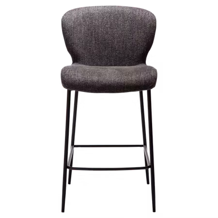 GLORY barstol för köksbänk (sitthöjd: 67 cm) – Raven svart bouclétyg, svarta ben | DAN-FORM