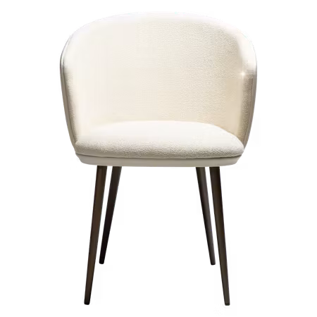 HEY stol – Frosted almond bouclétyg, Frosted almond konstläder, antik mässing ben | DAN-FORM