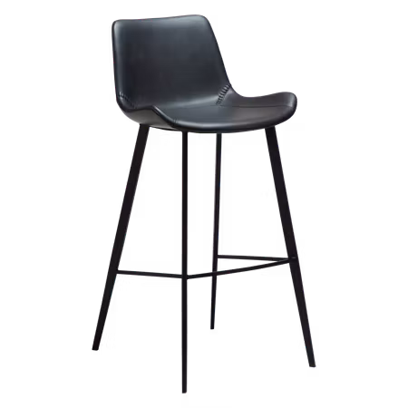 HYPE barstol (sitthöjd: 75 cm) – Raven svart konstläder, svarta ben | DAN-FORM