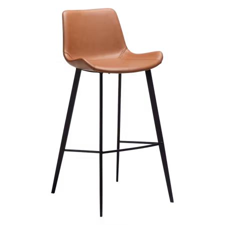 HYPE barstol (sitthöjd: 75 cm) – cognac konstläder, svarta ben | DAN-FORM