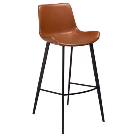 HYPE barstol (sitthöjd: 75 cm) – Vintage ljusbrun konstläder, svarta ben | DAN-FORM