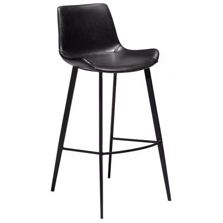 HYPE barstol (sitthöjd: 75 cm) – Vintage svart konstläder, svarta ben | DAN-FORM