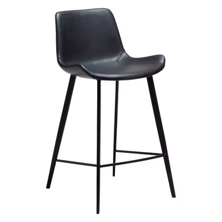 HYPE barstol för köksbänk (sitthöjd: 65 cm) – Raven svart konstläder, svarta ben | DAN-FORM