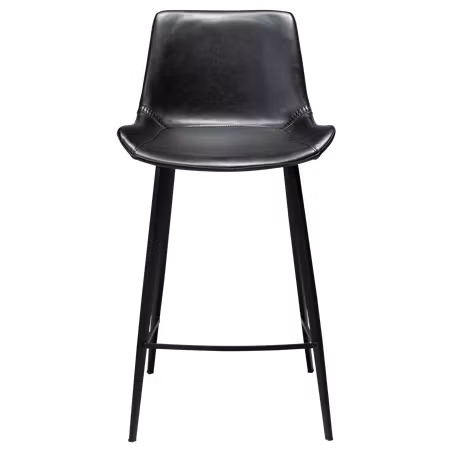 HYPE barstol för köksbänk (sitthöjd: 65 cm) – Vintage svart konstläder, svarta ben | DAN-FORM