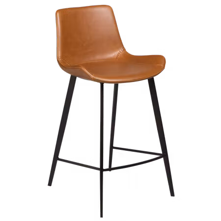 HYPE barstol för köksbänk (sitthöjd: 65 cm) – Vintage ljusbrun konstläder, svarta ben | DAN-FORM