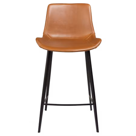 HYPE barstol för köksbänk (sitthöjd: 65 cm) – Vintage ljusbrun konstläder, svarta ben | DAN-FORM