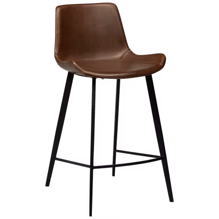 HYPE barstol för köksbänk (sitthöjd: 65 cm) – Vintage cocoa konstläder, svarta ben | DAN-FORM