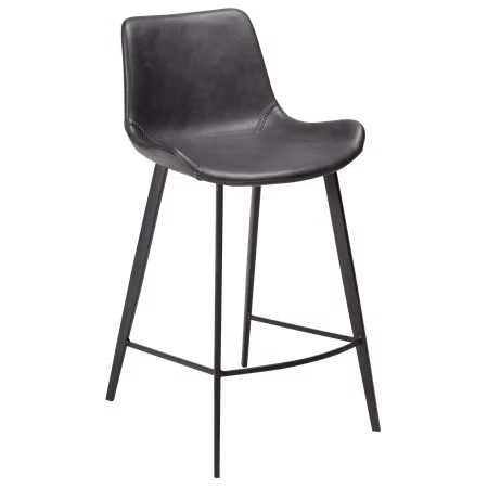 HYPE barstol för köksbänk (sitthöjd: 65 cm) – Vintage grå konstläder, svarta ben | DAN-FORM