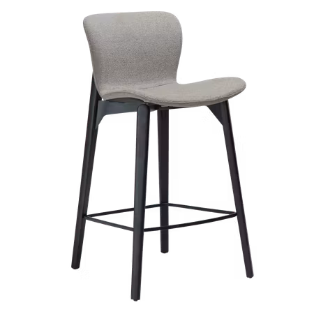 PARAGON barstol för köksbänk (sitthöjd: 67 cm) – Pebble jordbrun bouclétyg, svartbetsad ask ben | DAN-FORM
