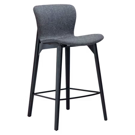 PARAGON barstol för köksbänk (sitthöjd: 67 cm) – Pebble grå bouclétyg, svartbetsad ask ben | DAN-FORM