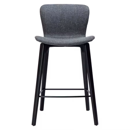 PARAGON barstol för köksbänk (sitthöjd: 67 cm) – Pebble grå bouclétyg, svartbetsad ask ben | DAN-FORM