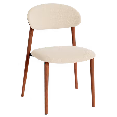 RAVISH stol – Simply beige bouclétyg, valnød | DAN-FORM