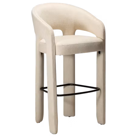 SPLENDOR barstol (sitthöjd: 77 cm) – Simply beige bouclétyg, svart fotstöd | DAN-FORM