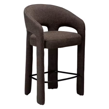 SPLENDOR barstol för köksbänk (sitthöjd: 67.5 cm) – Major brun bouclétyg, svart fotstöd | DAN-FORM