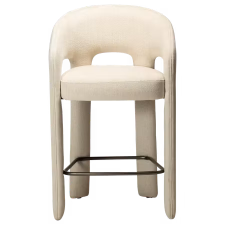 SPLENDOR barstol för köksbänk (sitthöjd: 67.5 cm) – Simply beige bouclétyg, svart fotstöd | DAN-FORM