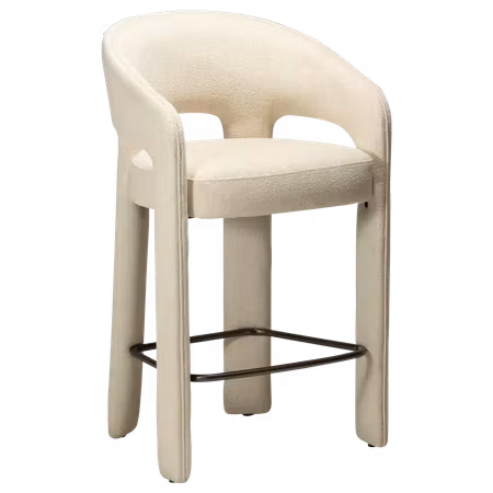 SPLENDOR barstol för köksbänk (sitthöjd: 67.5 cm) – Simply beige bouclétyg, svart fotstöd | DAN-FORM