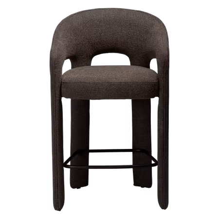 SPLENDOR barstol för köksbänk (sitthöjd: 67.5 cm) – Major brun bouclétyg, svart fotstöd | DAN-FORM