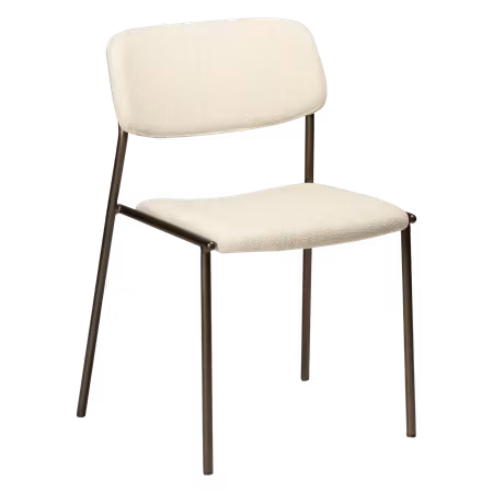 STACK stol, stapelbar – Simply beige bouclétyg, antik mässing ben | DAN-FORM