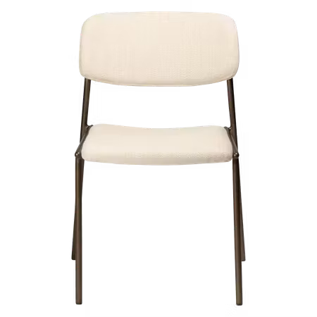 STACK stol, stapelbar – Simply beige bouclétyg, antik mässing ben | DAN-FORM