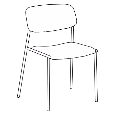 STACK stol, stapelbar – Raven svart konstläder, svarta ben | DAN-FORM
