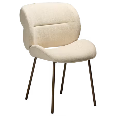TERRA stol – Simply beige bouclétyg, antik mässing ben | DAN-FORM