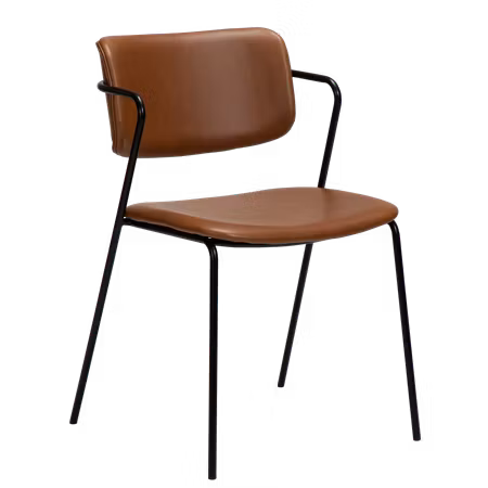 ZED stol – Vintage ljusbrun konstläder, svarta ben | DAN-FORM