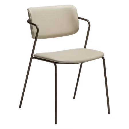 ZED stol – Frosted almond konstläder, antik mässing ben | DAN-FORM