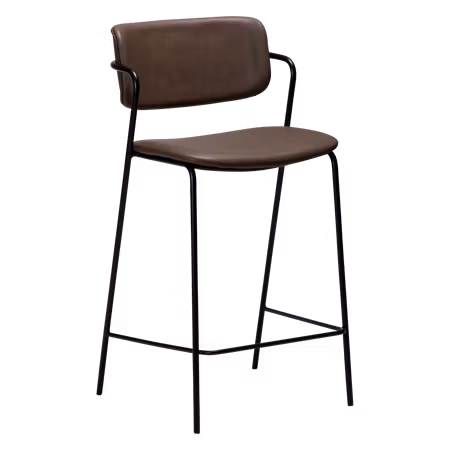 ZED barstol för köksbänk (sitthöjd: 67 cm) – Major brun konstläder, svarta ben | DAN-FORM