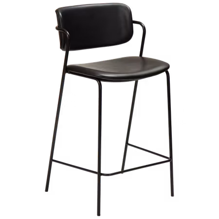 ZED barstol för köksbänk (sitthöjd: 67 cm) – Vintage svart konstläder, svarta ben | DAN-FORM