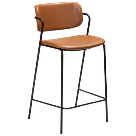 ZED barstol för köksbänk (sitthöjd: 67 cm) – Vintage ljusbrun konstläder, svarta ben | DAN-FORM