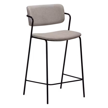 ZED barstol för köksbänk (sitthöjd: 67 cm) – Cashmere bouclétyg, svarta ben | DAN-FORM