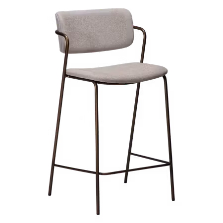 ZED barstol för köksbänk (sitthöjd: 67 cm) – Cashmere bouclétyg, antik mässing ben | DAN-FORM