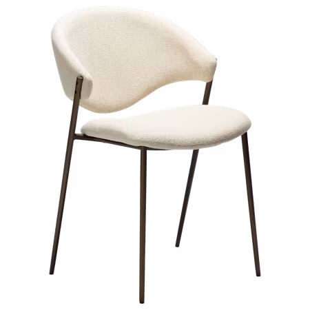 ZONE stol – Simply beige bouclétyg, antik mässing ben | DAN-FORM