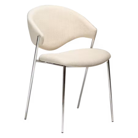 ZONE stol – Simply beige bouclétyg, krom ben | DAN-FORM