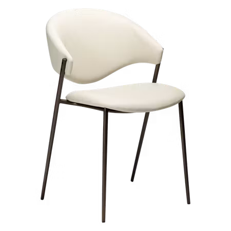ZONE stol – Frosted almond konstläder, antik mässing ben | DAN-FORM