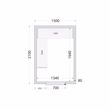 Kylrumspaneler 80 mm CR 150x210x220 | TEFCOLD