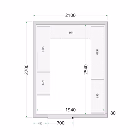 Kylrumspaneler 80 mm CR 210x270x220 | TEFCOLD