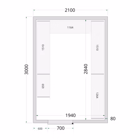 Kylrumspaneler 80 mm CR 210x300x220 | TEFCOLD