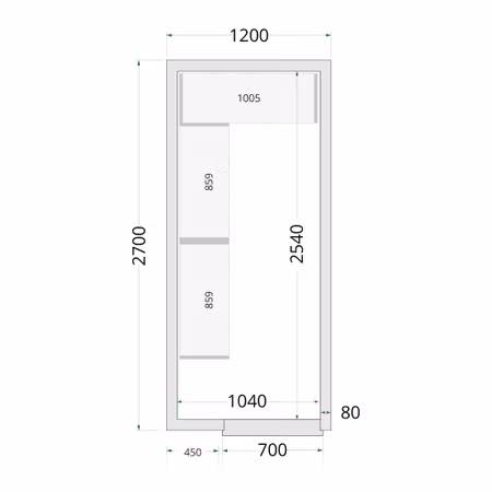 Kylrumspaneler 80 mm CR 120x270x220 | TEFCOLD