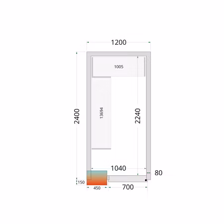 Kylrumspaneler 80 mm CR 120x240x212 NF | TEFCOLD