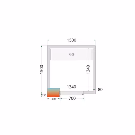 Kylrumspaneler 80 mm CR 150x150x212 NF | TEFCOLD