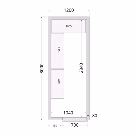 Kylrumspaneler 80 mm CR 120x300x220 | TEFCOLD