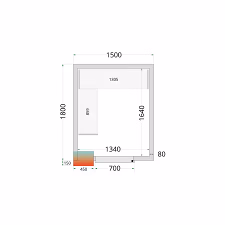 Kylrumspaneler 80 mm CR 150x180x212 NF | TEFCOLD