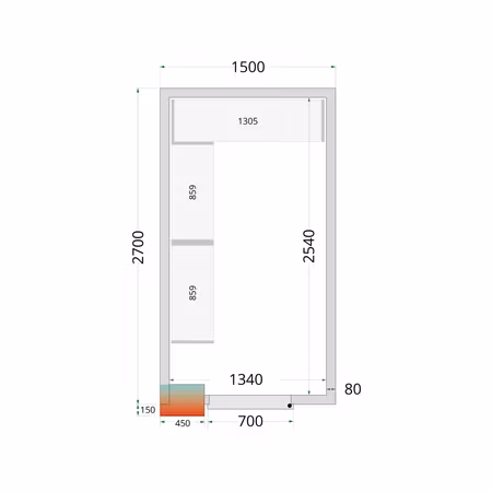 Kylrumspaneler 80 mm CR 150x270x212 NF | TEFCOLD