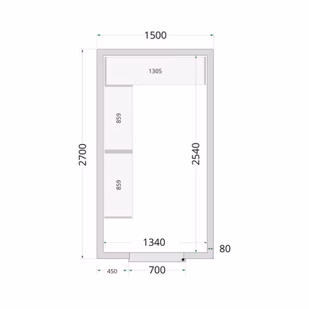 Kylrumspaneler 80 mm CR 150x270x220 | TEFCOLD