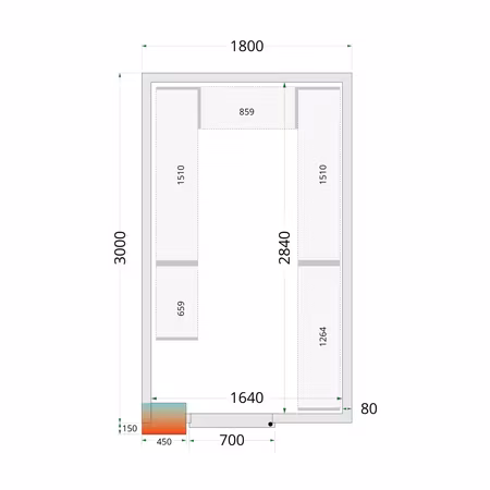 Kylrumspaneler 80 mm CR 180x300x212 NF | TEFCOLD